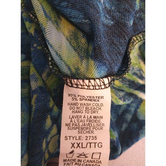 Michael Tyler Tunic Top Sz XXL Vibrant Abstract Semi-Sheer Button Up Boho Wild - Picture 8 of 8